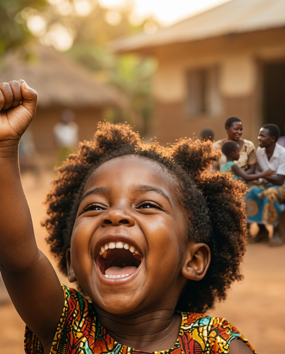 Joyful child in African community